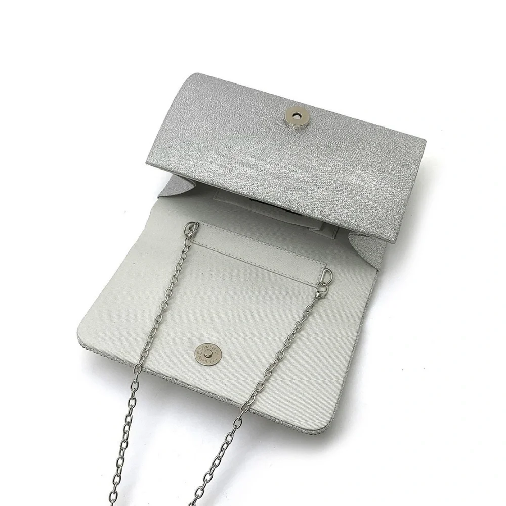 LA Regale Imitation Pearl Grid Flap Clutch